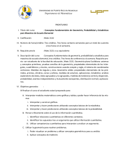 Mate 3132 Conceptos Fundamentales de Geometr a, Probabilidad y Estad sticas para Maestros de Escuela Elemental