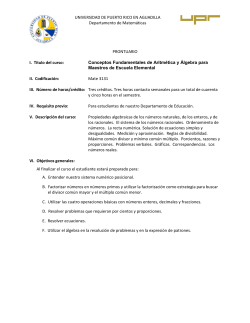 Mate 3131 Conceptos Fundamentales de Aritm tica y Algebra para Maestros de Escuela Elemental
