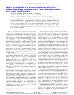 "Robust functionalization of amorphous cadmium sulfide films using z-lift amplitude modulated atomic force microscopy-assisted electrostatic nanolithography", I. Dolog, R. R. Mallik, S. Lyuksyutov, Applied Physics Letters, Volume 90, issue 21 (May 21, 2007), p. 213111-213111-3