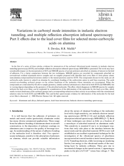 "Variations in carbonyl mode intensities in inelastic electron tunneling, and multiple reflection absorption infrared spectroscopy Part I: effects due to the lead cover films for selected mono-carboxylic acids on alumina", S. Devdas, R. R. Mallik, International Journal of Adhesion and Adhesives, Volume 20, issue 5 (2000), p. 341-347