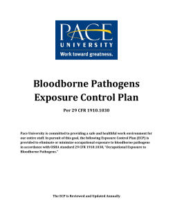 Pace University Bloodborne Pathogens Exposure Control Plan 2012
