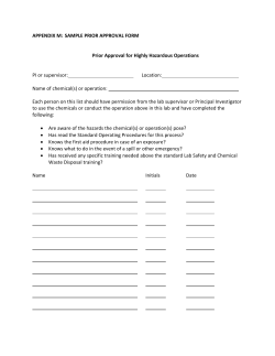 Appendix K - Sample Prior Approval Form for Highly Hazardous Operations