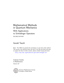 Mathematical Methods in Quantum Mechanics