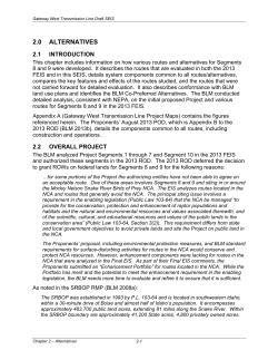 a range of route alternatives for segments 8 and 9