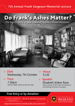 Do Frank's Ashes Matter? The Significance of New Zealand's Literary House Museums