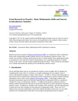 From Research to Practice: Basic Mathematics Skills and Success in Introductory Statistics