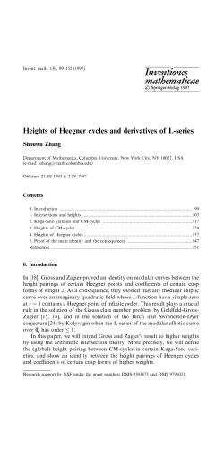 Heights of Heegner cycles and derivatives of L-series