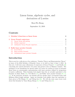 Linear forms , &nbsp; algebraic cycles, and derivatives of L-series