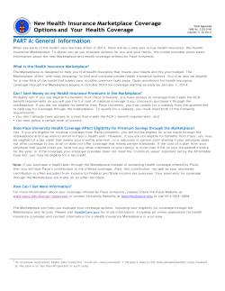 New Health Insurance Marketplace Coverage Options and Your Health Coverage