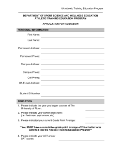 admission to the Athletic Training program