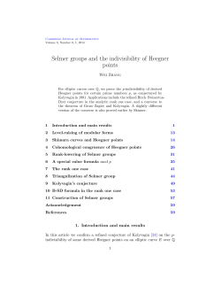 Selmer groups and the indivisibility of Heegner points.