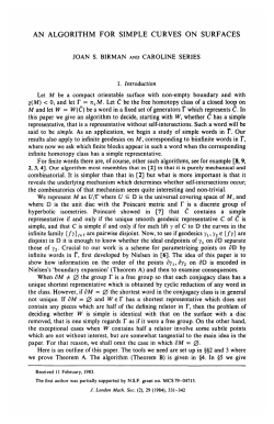 "An algorithm for simple curves on surfaces",
