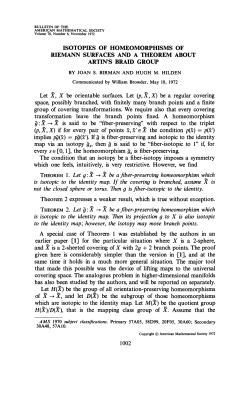"Isotopies of homeomorphisms of Riemann surfaces and a theorem about Artin's braid group"
