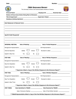 2015 CWA Grievance Foem