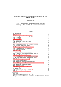 Semidefinite programming, harmonic analysis and coding theory