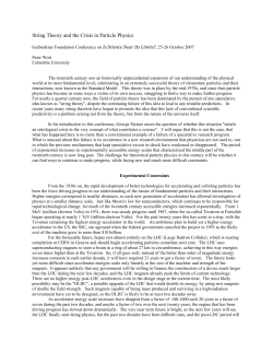 String Theory and the Crisis in Particle Physics