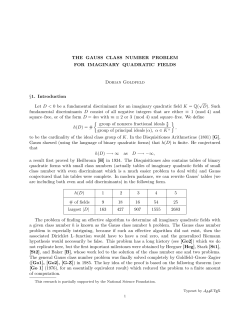 The Gauss Class Number problem for Imaginary Quadratic Fields