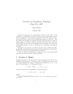 Lectures on Symplectic Topology;