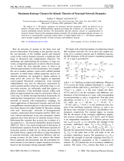 Maximum-Entropy Closures for Kinetic Theories of Neuronal Network Dynamics, A.V. Rangan and D. Cai, Phys. Rev. Lett. 96, 178101 (2006)