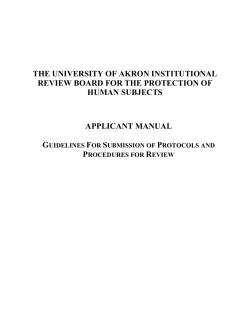 University of Akron IRB Applicant Manual