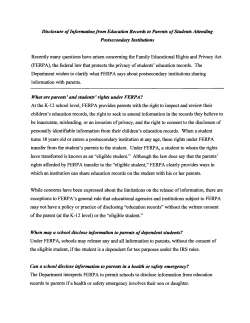 Disclosure of Information from Education Records to Parents of Students Attending Postsecondary Institutions