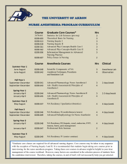 Detailed Nurse Anesthesia Curriculum Table