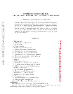 Scattering threshold for the focusing nonlinear Klein-Gordon equation .