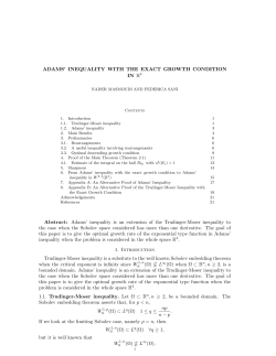 Adams' inequality with the exact growth condition in R4 .