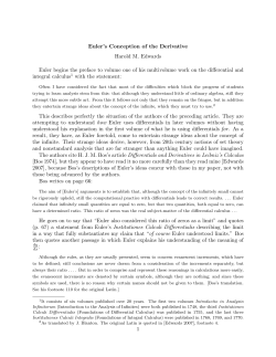 Euler's Conception of the Derivative