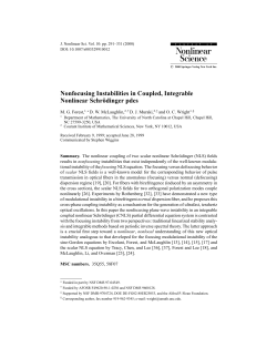 Forest, M. G.; Wright, O.; McLaughlin, D.; Muraki, D. Non-Focusing Instabilities in Coupled, Integrable Nonlinear Schr dinger PDE's. Journal of Nonlinear Science 10 (2000), 291-331.