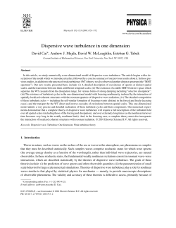Cai, D.; Majda, A. J.; McLaughlin, D. W.; Tabak. E. G. Dispersive Wave Turbulence in One Dimension. Physica D 152-153 (2001), 551-572.