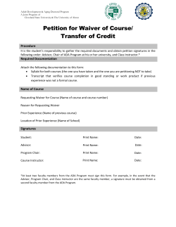 ADA Petition to Waive Course Transfer Credit
