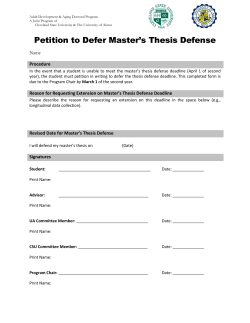 ADA Petition to Defer Master's Thesis Defense