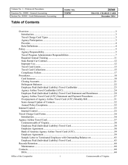 Department of Accounts (DOA) Travel Card Policy