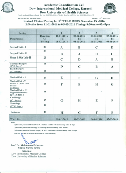 Revised Clinical Posting for 5th YEAR MBBS, Semester- IX -2016 (Effective from 11-01-2016 to 05-05-2016)