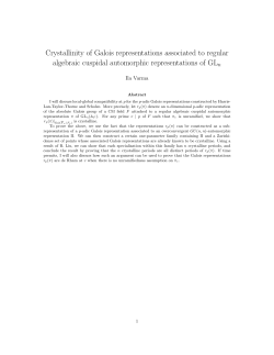 Crystallinity of Galois representations associated to regular algebraic cuspidal representations of GL(n)