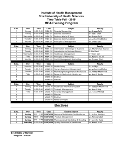 Time Table Fall - 2015 MBA Evening Program