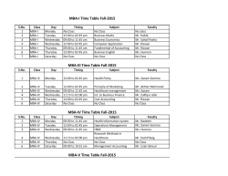 Time Table Fall - 2015 MBA Morning Program