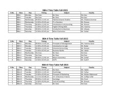 Time Table Fall - 2015 BBA Morning Program