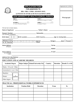 Application Form for All IHM Programs