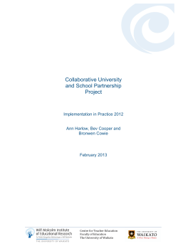 Collaborative University School Partnerships Research Brief: Implementation in Practice, 2012