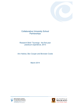 Collaborative University School Partnerships Research Brief: Tauranga - the first-year practicum experience, 2013