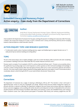 Action enquiry - Case study from the Department of Corrections