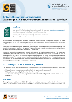 Exploring the effectiveness of communities of practice for sustainability in the post cluster environment. Carpentry and horticulture programmes were the specific focus here