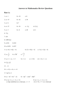Math Placement Test Review Answers