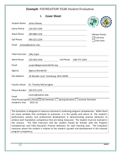 Example of Completed Foundation Student Evaluation