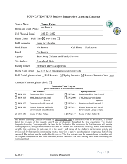 Example of Completed Foundation Year Student Integrative Learning Contract