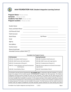 Blank Foundation Year Student Integrative Learning Contract