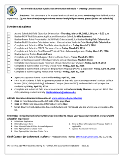 MSW Field Application Schedule for Continuing Students-Concentration