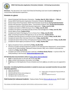 MSW Field Schedule for Advanced Standing Students